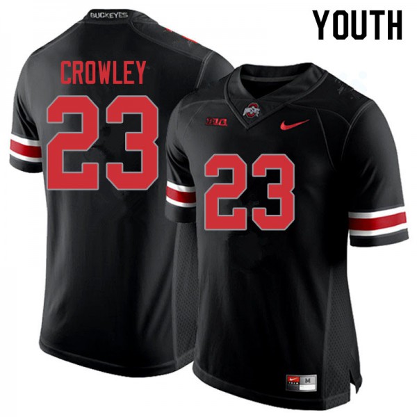 Ohio State Buckeyes #23 Marcus Crowley Youth Player Jersey Blackout OSU9139
